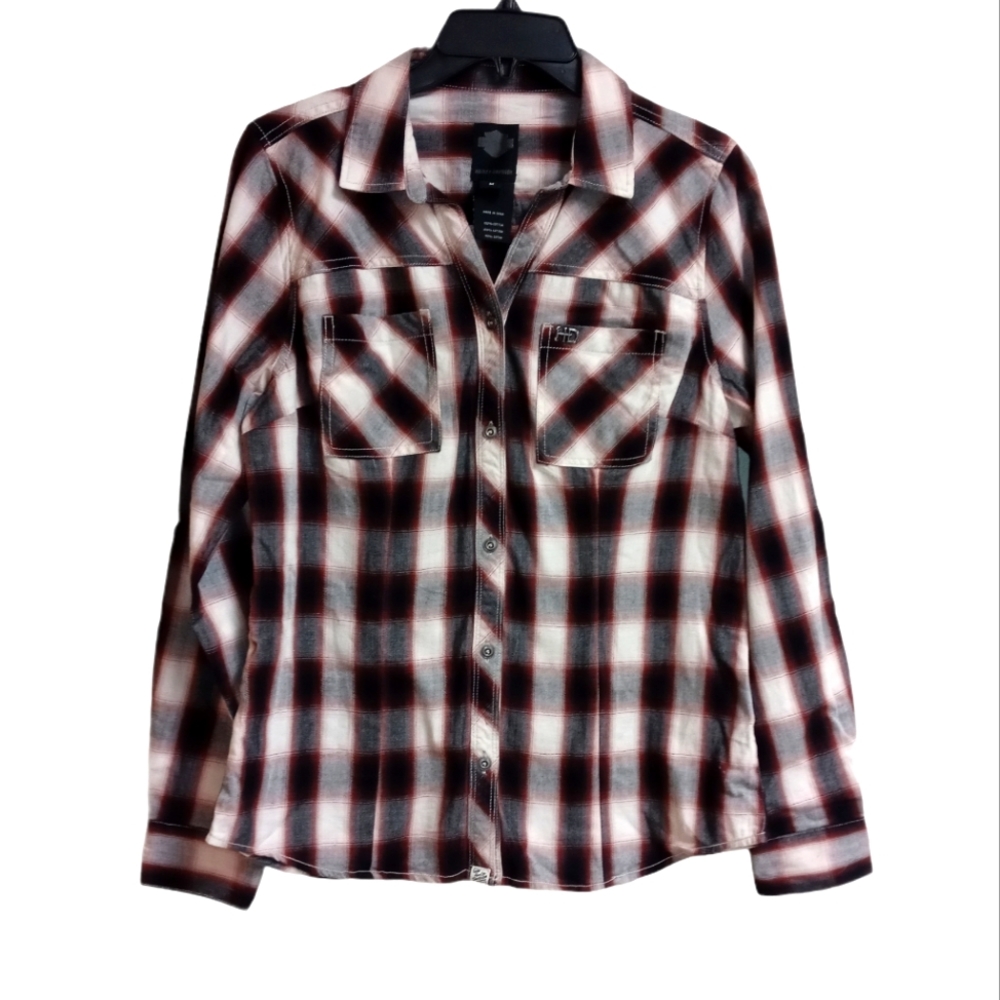 Harley Davidson plaid button down medium